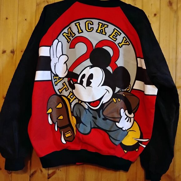 Men's Vintage Large Mickey Mouse Disney Football Canvas ad Corduroy Jacket - Picture 5 of 5
